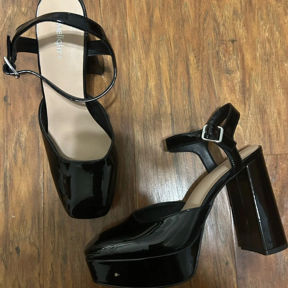 Platform Hells Black Block Heels Party Night Out Club Sexy Costume 90s Spice